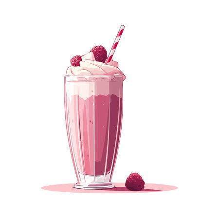 Strawberry Milkshake with Whipped Creamのイラスト素材