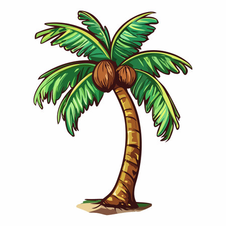 Coconut Palm Tree With Green Leavesのイラスト素材