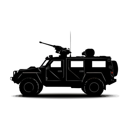 Military Armored Vehicle Side View Vectorのイラスト素材