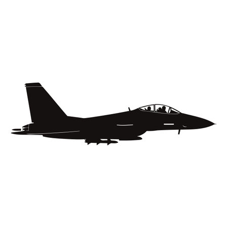Military Jet Silhouette Vector Graphicのイラスト素材