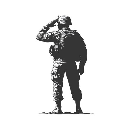 Standing Soldier Saluting Vector Artのイラスト素材