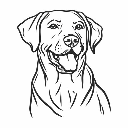 Happy Dog Face Vector Drawingのイラスト素材