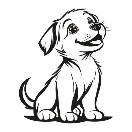 Happy Cartoon Puppy With Big Eyesのイラスト素材