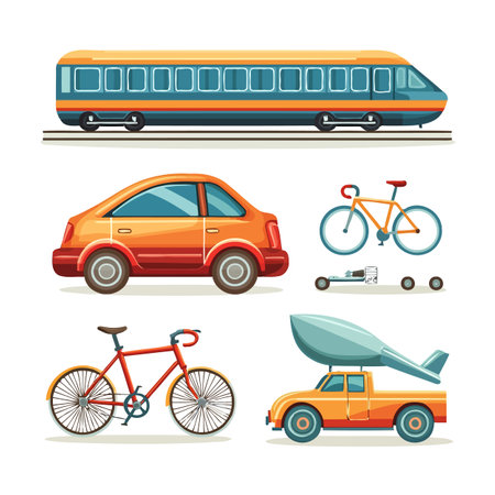 Set Of Colorful Urban Transport Iconsのイラスト素材