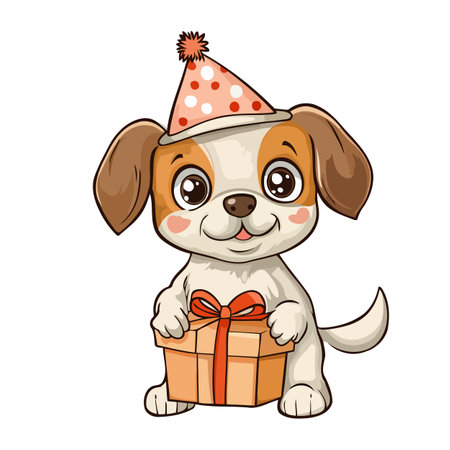 Cute Puppy With Gift Boxのイラスト素材