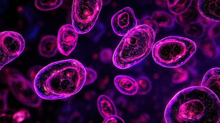 Microscopic purple cell cluster pattern abstractの素材