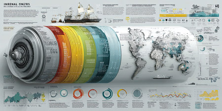 Technical infographic of turbine cross section and dataの素材