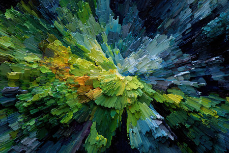 Explosive green pixelated abstract burst with depthの素材