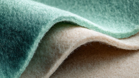 Layered felt fabric in mint green and natural beige tonesの素材