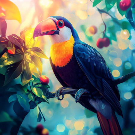 Colorful Toucan in Tropical Lightの素材
