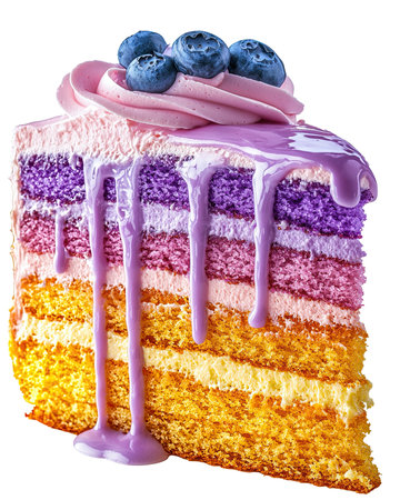 Colorful Birthday Cake Slice With Blueberryの素材