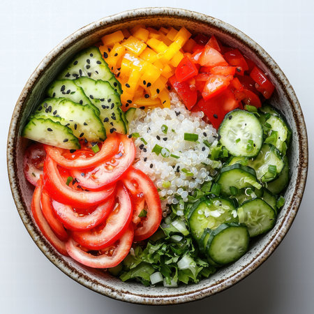Colorful Quinoa Salad With Tomatoes And Cucumbersの素材