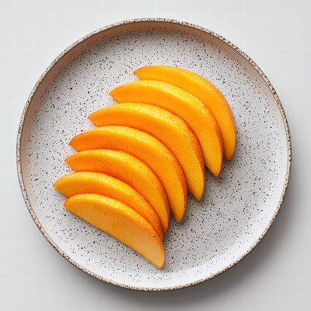 Fresh Persimmon Slices in Bowlの素材