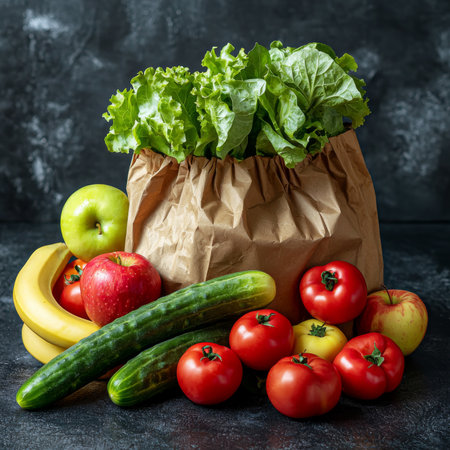 Colorful Fresh Vegetables In Bagの素材