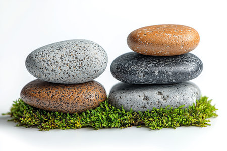 Zen Stones on Green Mossの素材