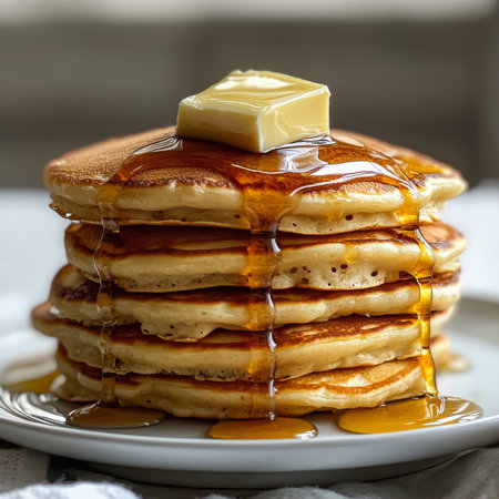 Golden Pancakes With Butter Syrupの素材