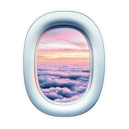 Airplane Window View With Pink Cloudsの素材
