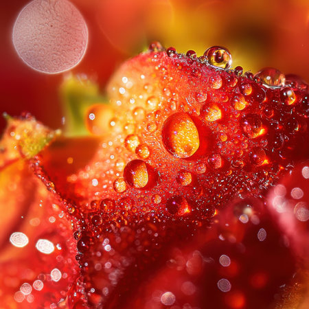 Closeup of Dewy Red Strawberryの素材
