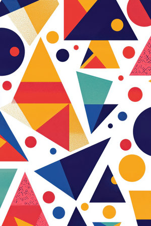 Vibrant Geometric Shapes on White Backgroundの素材