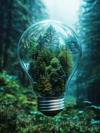 Eco Light Bulb with Lush Forest Insideの素材