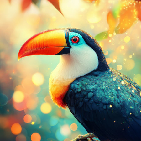 Stunning Toucan With Colorful Background Artの素材
