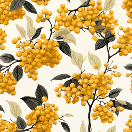 Delicate Yellow Berries Floral Patternの素材