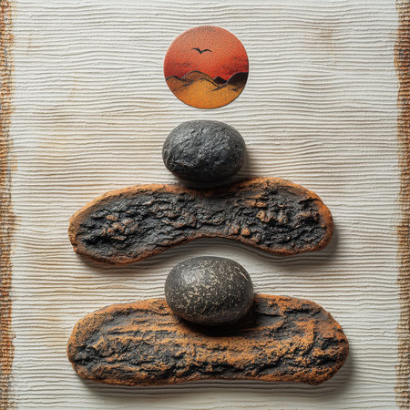 Stacked Stones at Sunset Sceneの素材