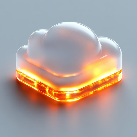 Cloud Icon with Vibrant Orange Glowの素材