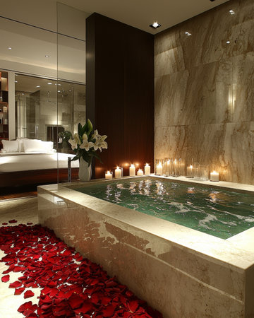 Luxury Spa Bathroom with Candlelightの素材