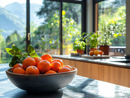 Fresh Oranges in a Sunny Kitchenの素材