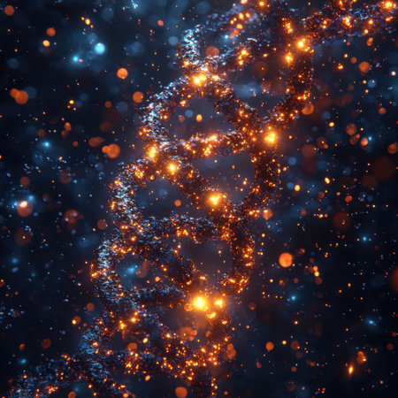 Radiant DNA Helix with Bright Particle Effectsの素材