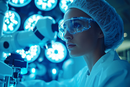 Scientist Studying Genetic Codeの素材