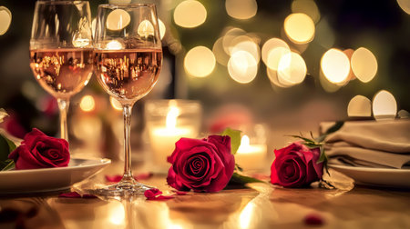 Romantic Evening With Candles And Wineの素材