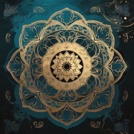 Ornate Mandala With Elegant Gold And Teal Tonesの素材