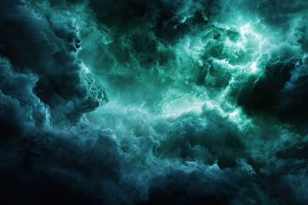 Glowing teal thundercloud energy formationの素材