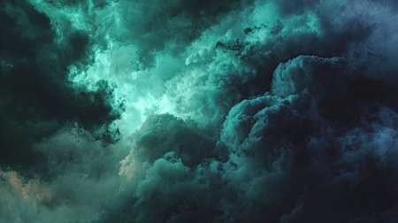 Dark teal storm cloud nebula sceneの素材