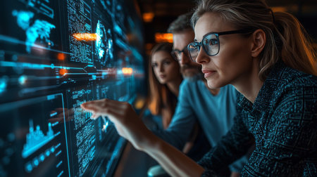 Team of IT specialists working on a high-tech projectの素材