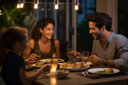 Warm and cheerful family dinner momentの素材