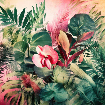 Artistic jungle collage with bold colorsの素材