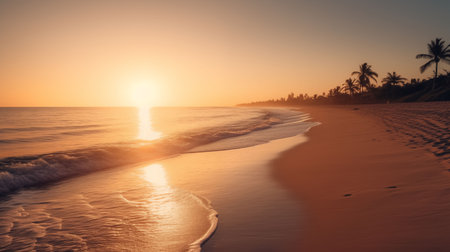 Majestic sunset over an empty coastlineの素材