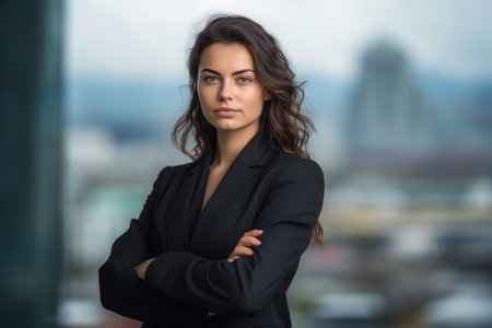 Determined young woman in formal attireの素材