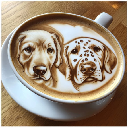 Latte Art Featuring a Labrador Retrieverの素材