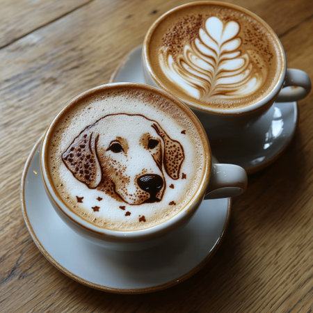 Artistic Coffee Foam with Labradorの素材