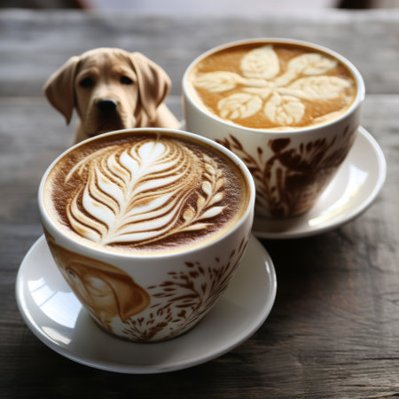 Coffee with Dog Design in Milk Foamの素材