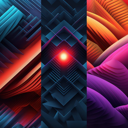 Futuristic 3D Patterns with Symmetry and Neon Lightsの素材