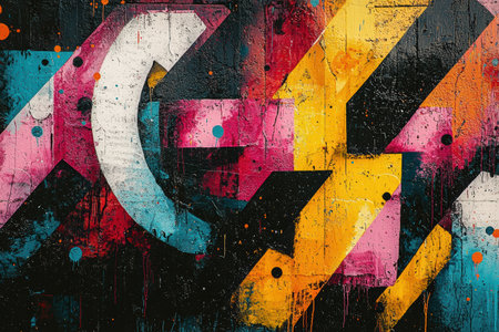 Raw and dynamic cityscape with spray paint effectsの素材