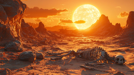 Mysterious Fossilized Remains in an Alien Wastelandの素材