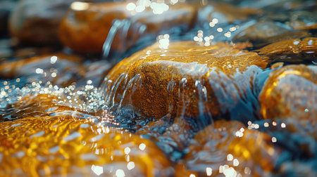 Close-up of the flowing water in a stream. Abstract backgroundの素材