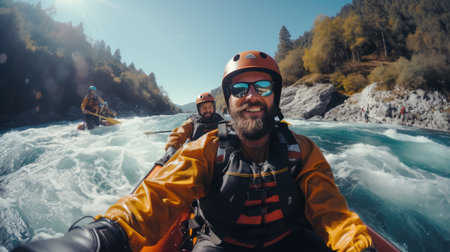 People rafting on the river. Rafting on the river.の素材