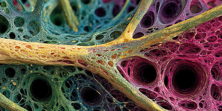 Macro organic porous structure with vivid contrasting huesの素材